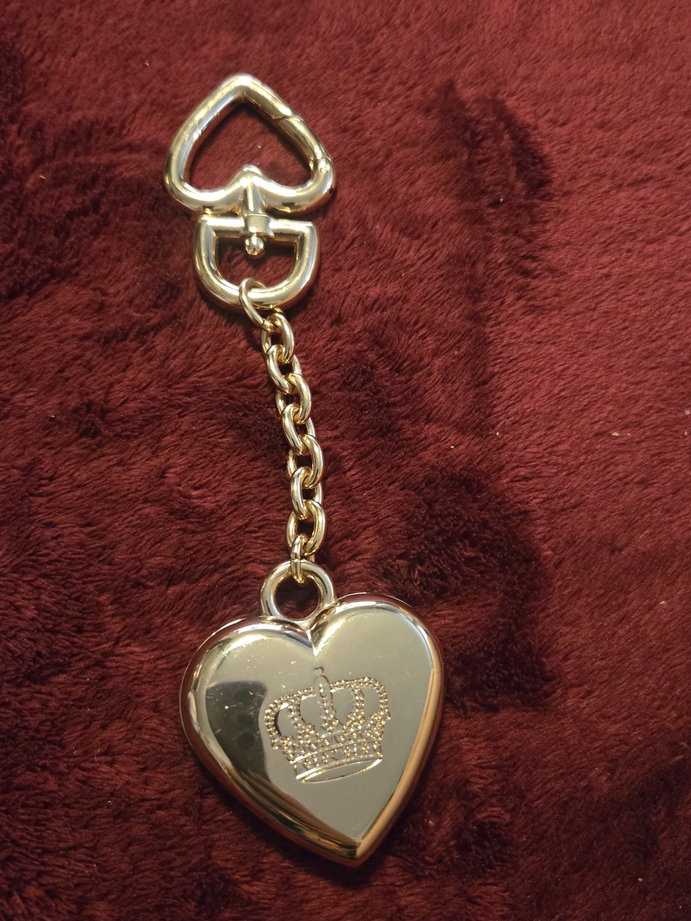 Juice Couture Y2k  Gold Heart Keychain with Crown Accent